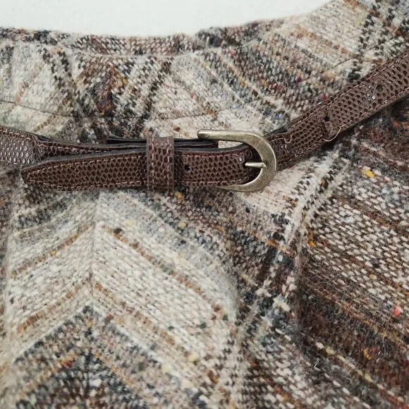 Vintage Skirt 80s Plaid Wool Tweed A-Line Preppy Dark Academia Retro Classic 12 - Picture 5 of 11